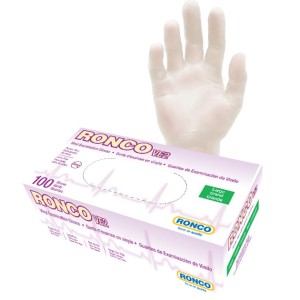 RONCO VE2 Vinyl Clear Examination Glove Powder Free Large 100x10